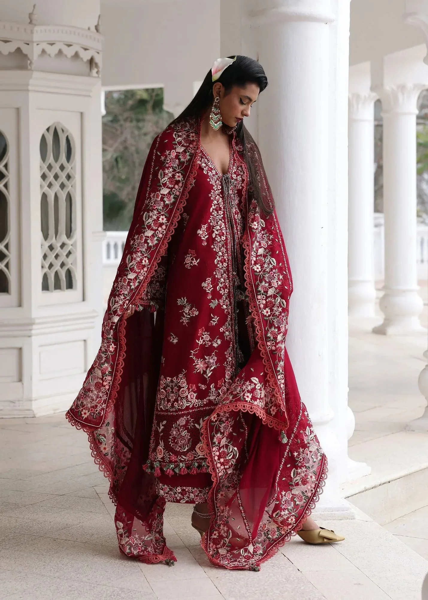 Hussain Rehar White Organza – view 5 – Poshaq