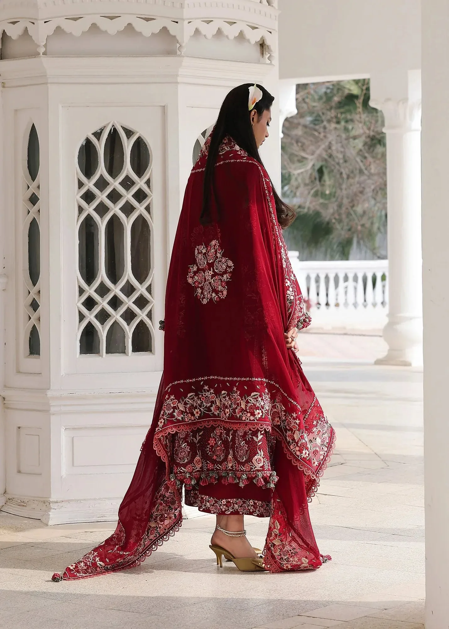Hussain Rehar White Organza – view 7 – Poshaq
