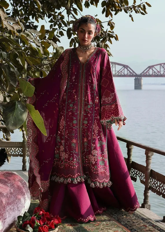 Hussain Rehar Pink Organza – view 1 – Poshaq