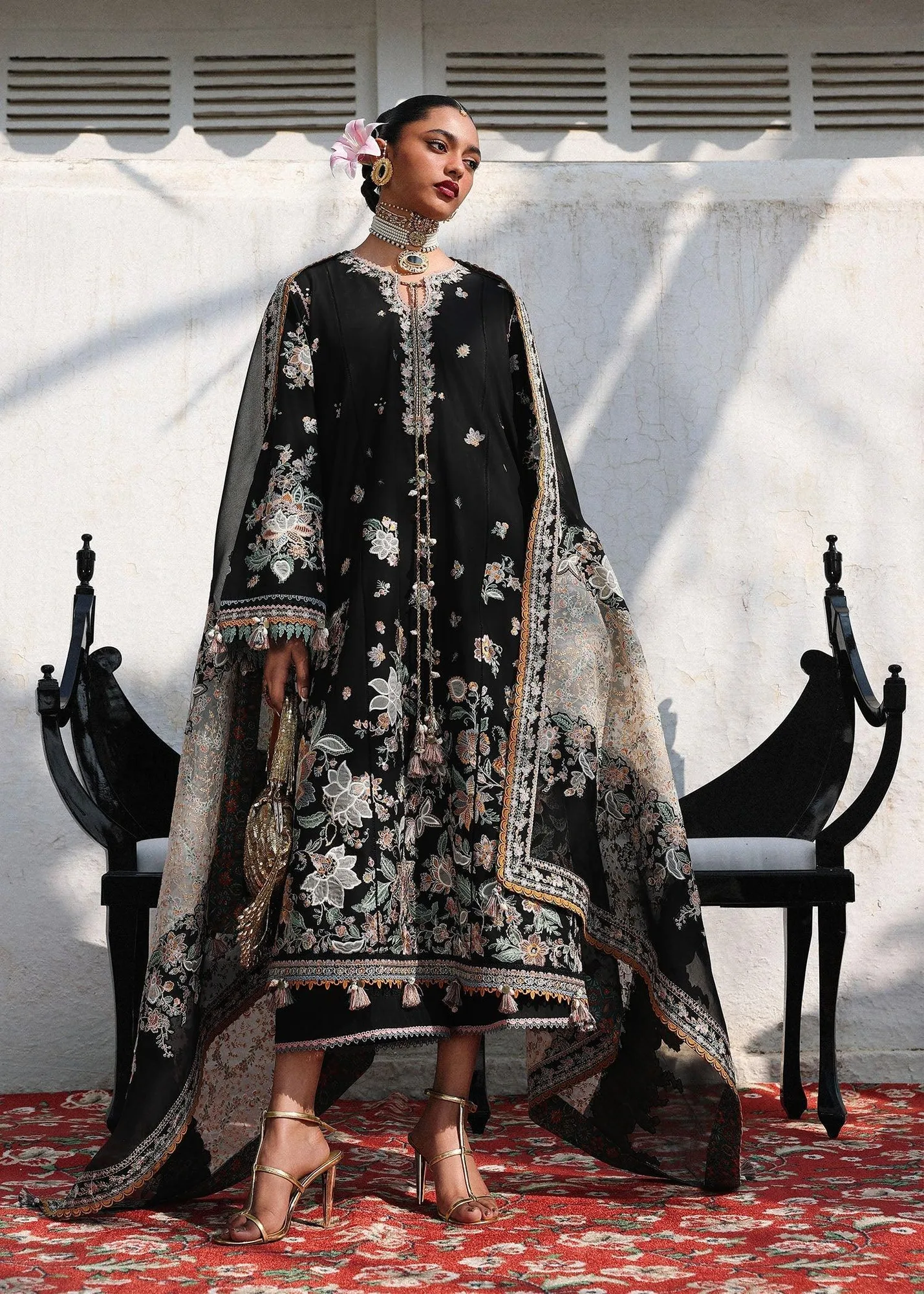 Hussain Rehar Black Organza – view 3 – Poshaq