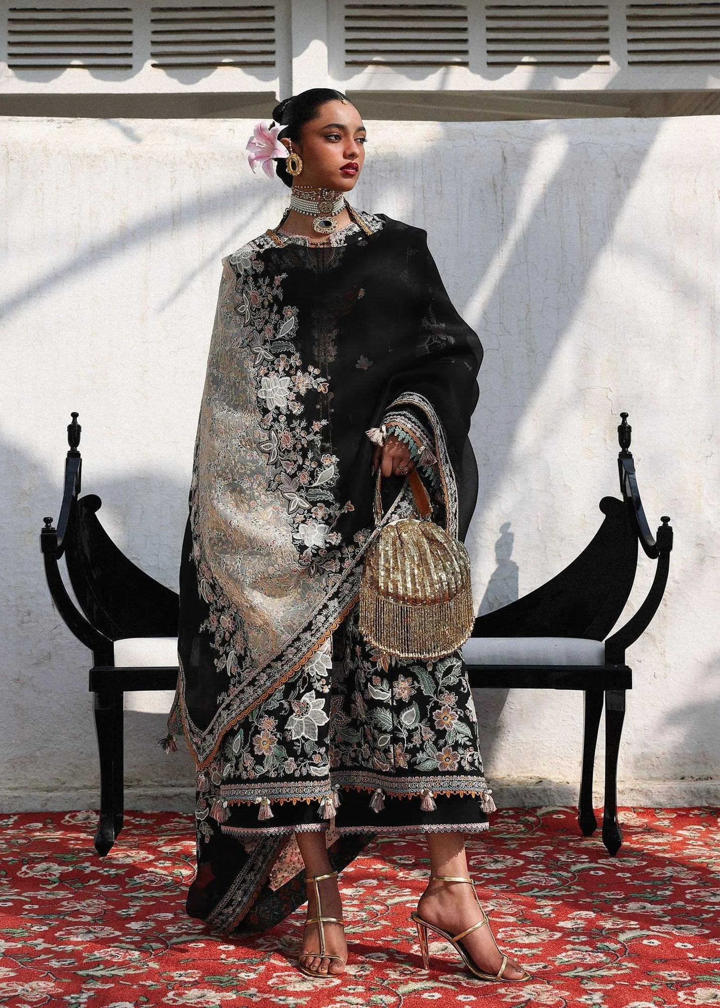 Hussain Rehar Black Organza – view 5 – Poshaq