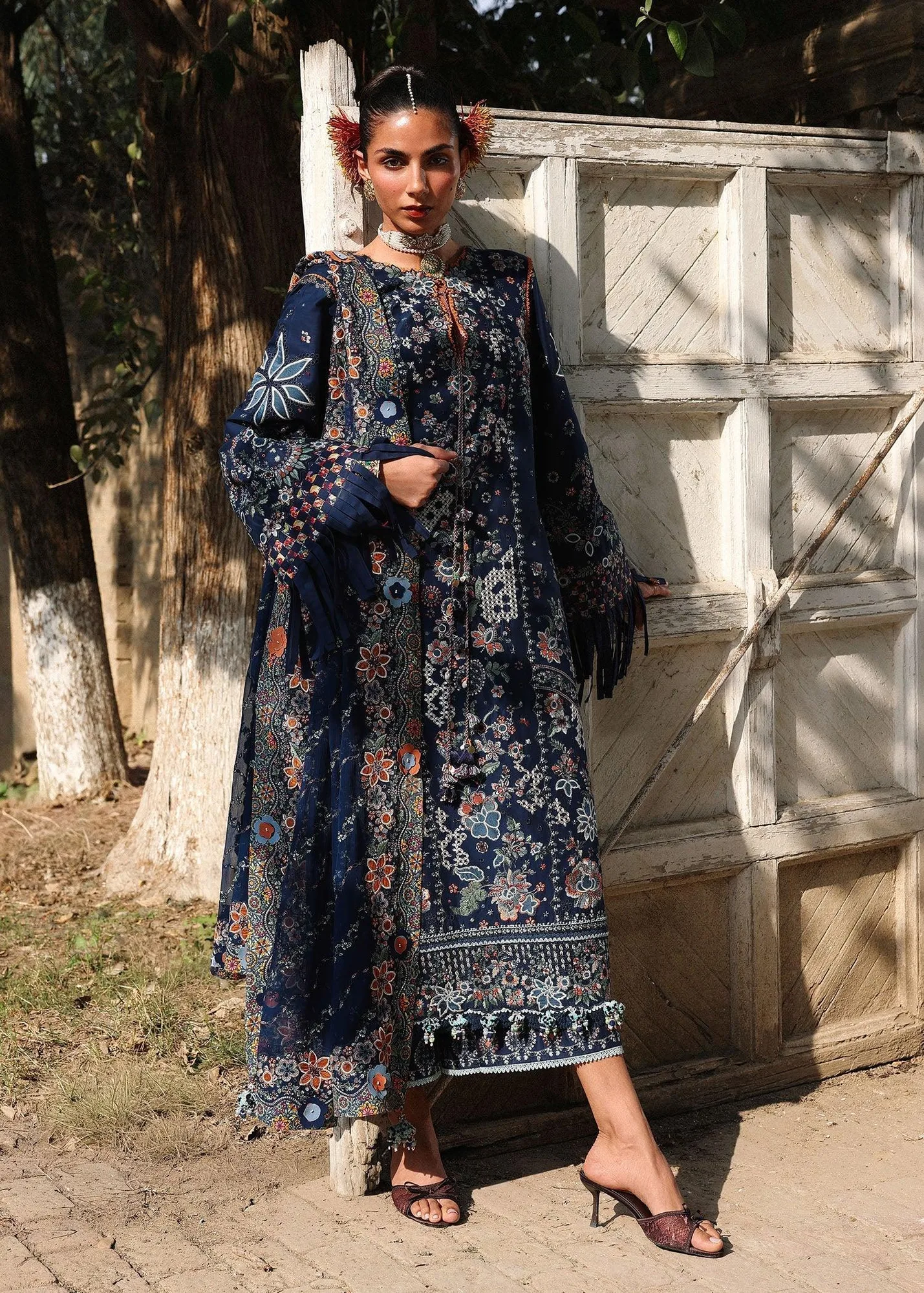 Hussain Rehar Orange Organza – view 7 – Poshaq