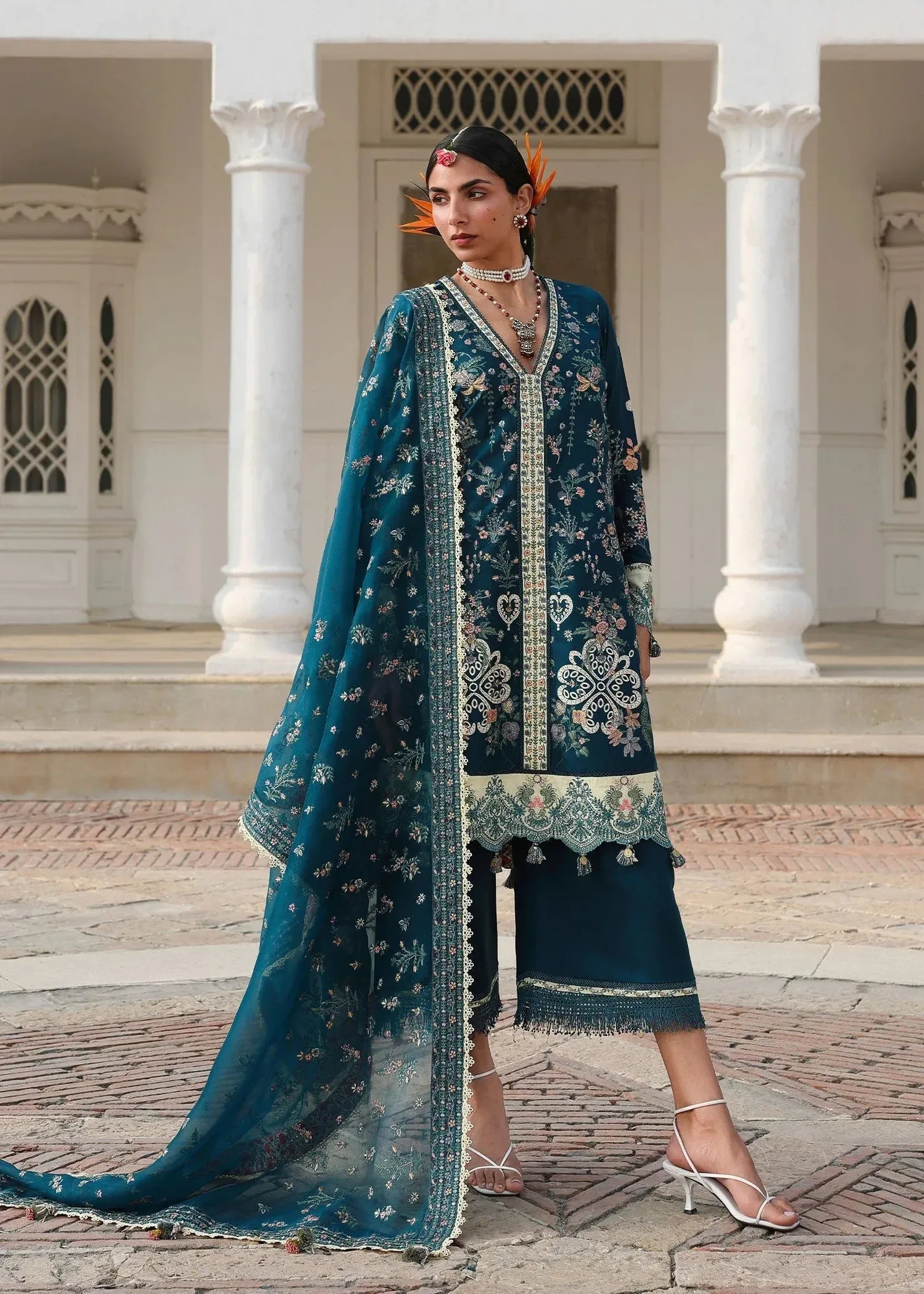 Hussain Rehar Yellow Organza – view 1 – Poshaq
