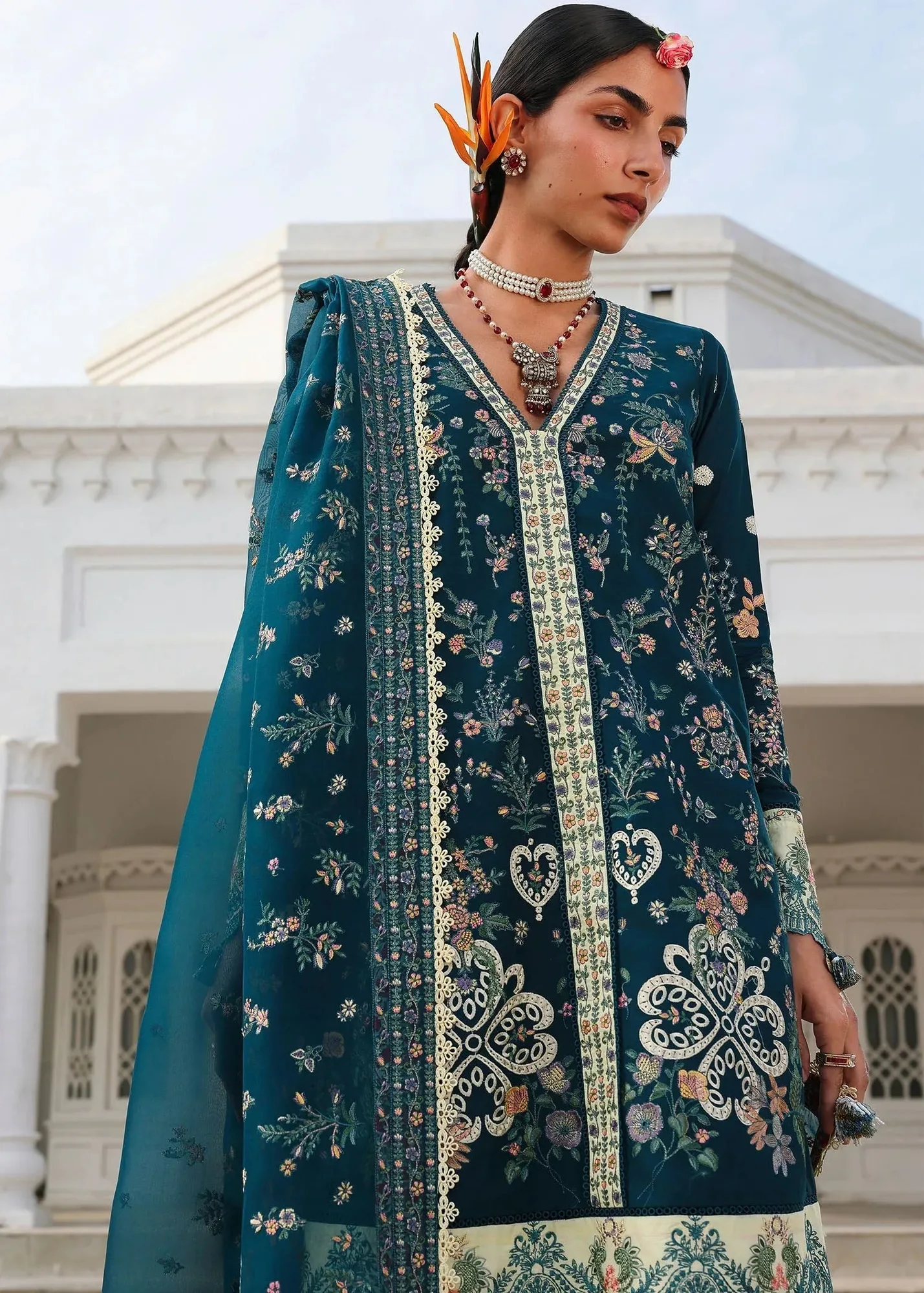 Hussain Rehar Yellow Organza – view 2 – Poshaq
