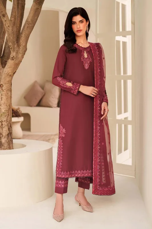 Zarif Maroon Raw Silk – view 1 – Poshaq