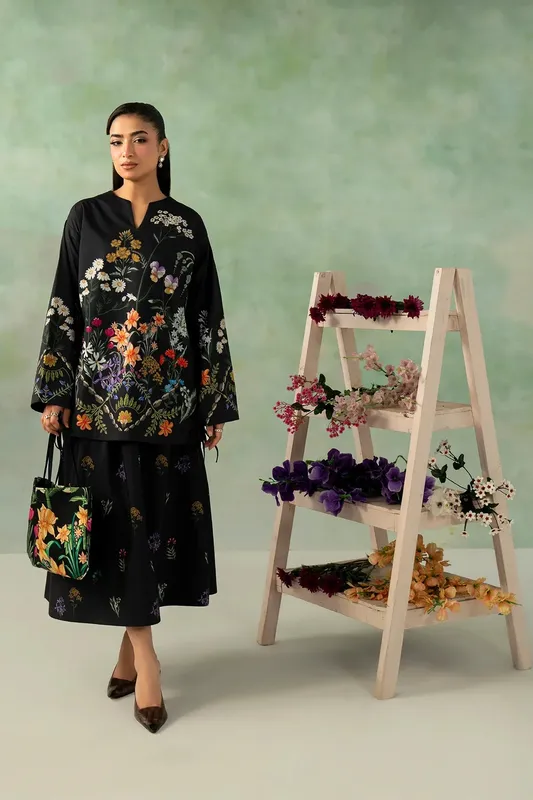 Zarposh Official Black Chiffon – view 1 – Poshaq