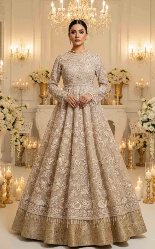 Embroidered Dress With Skirt – view 1 – Poshaq