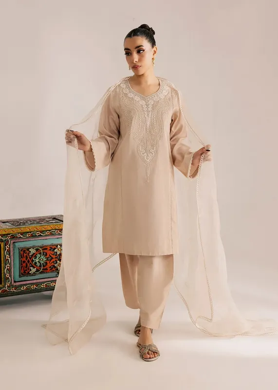 Sadaf Fawad Khan Silk Luxury Pret 26 Beige Organza – view 1 – Poshaq