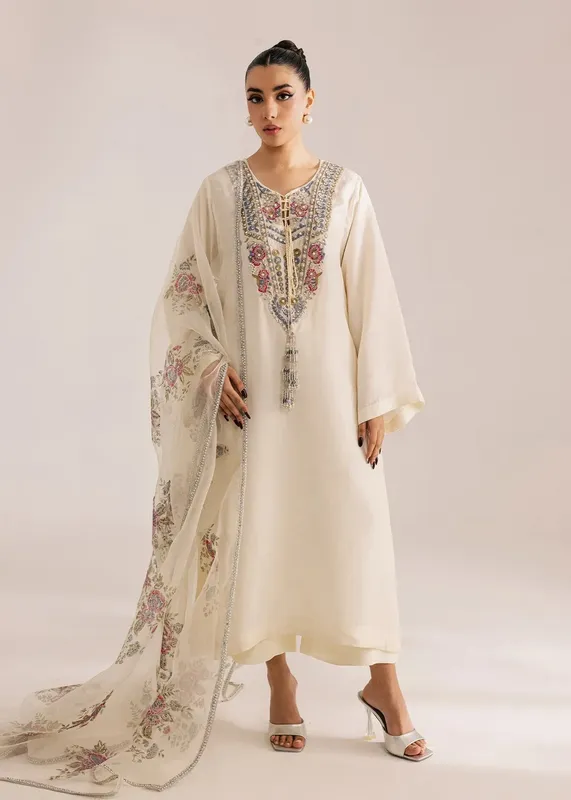 Sadaf Fawad Khan Silk Luxury Pret 26 Ivory Organza – view 1 – Poshaq