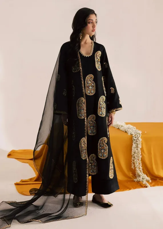 Sadaf Fawad Khan Silk Luxury Pret 26 Black Silk – view 1 – Poshaq