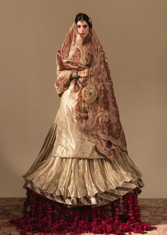 Sadaf Fawad Khan Nafees Wedding Formals Coral Tissue – view 1 – Poshaq