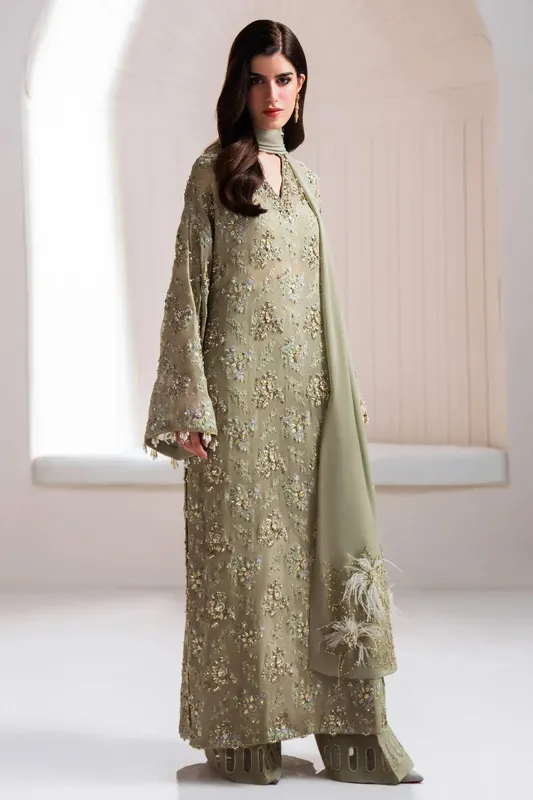 Elan Wedding Formals Green Raw Silk – view 1 – Poshaq