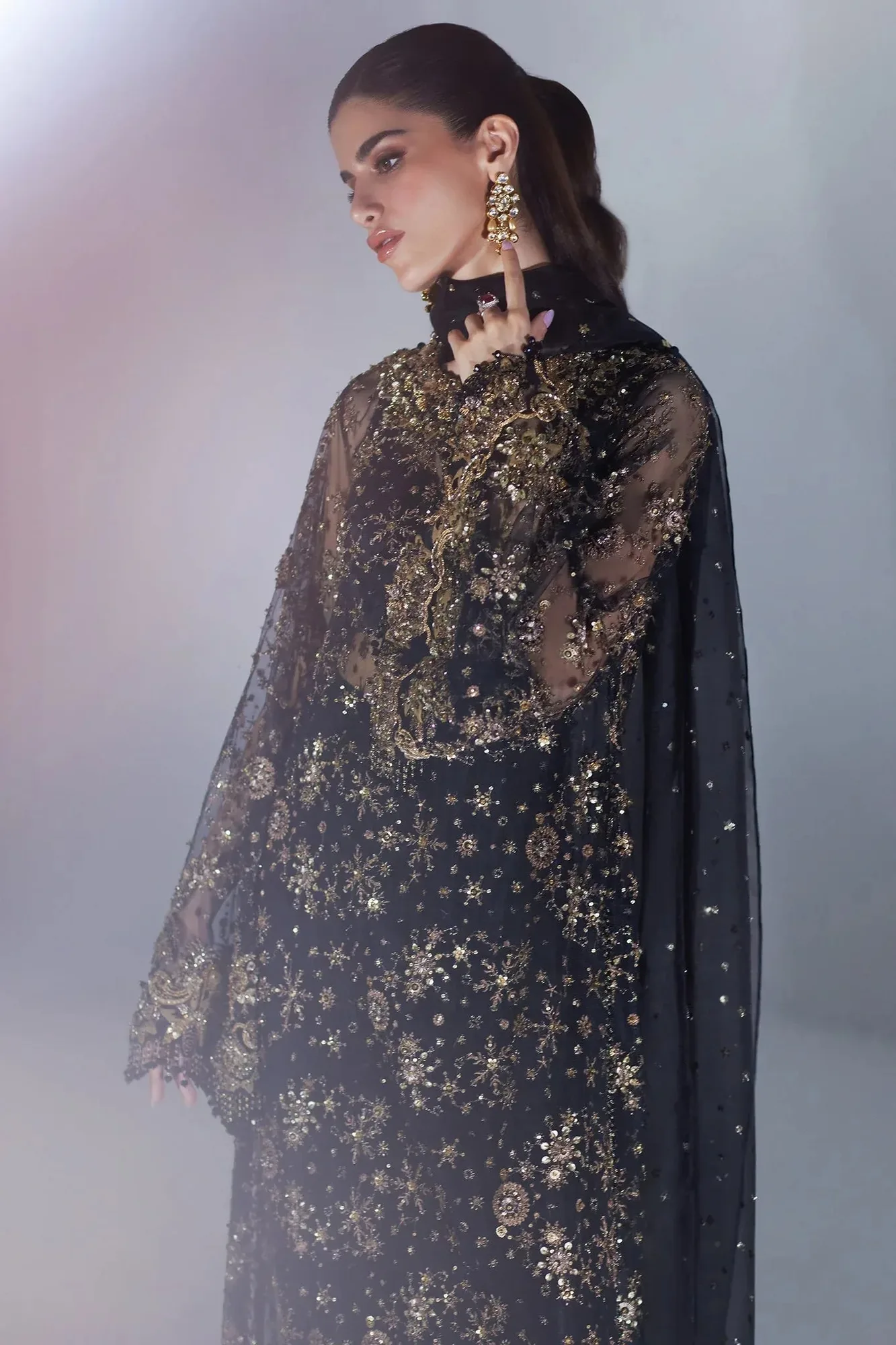 Elan Luxury Wedding Wears Gold Organza – view 4 – Poshaq