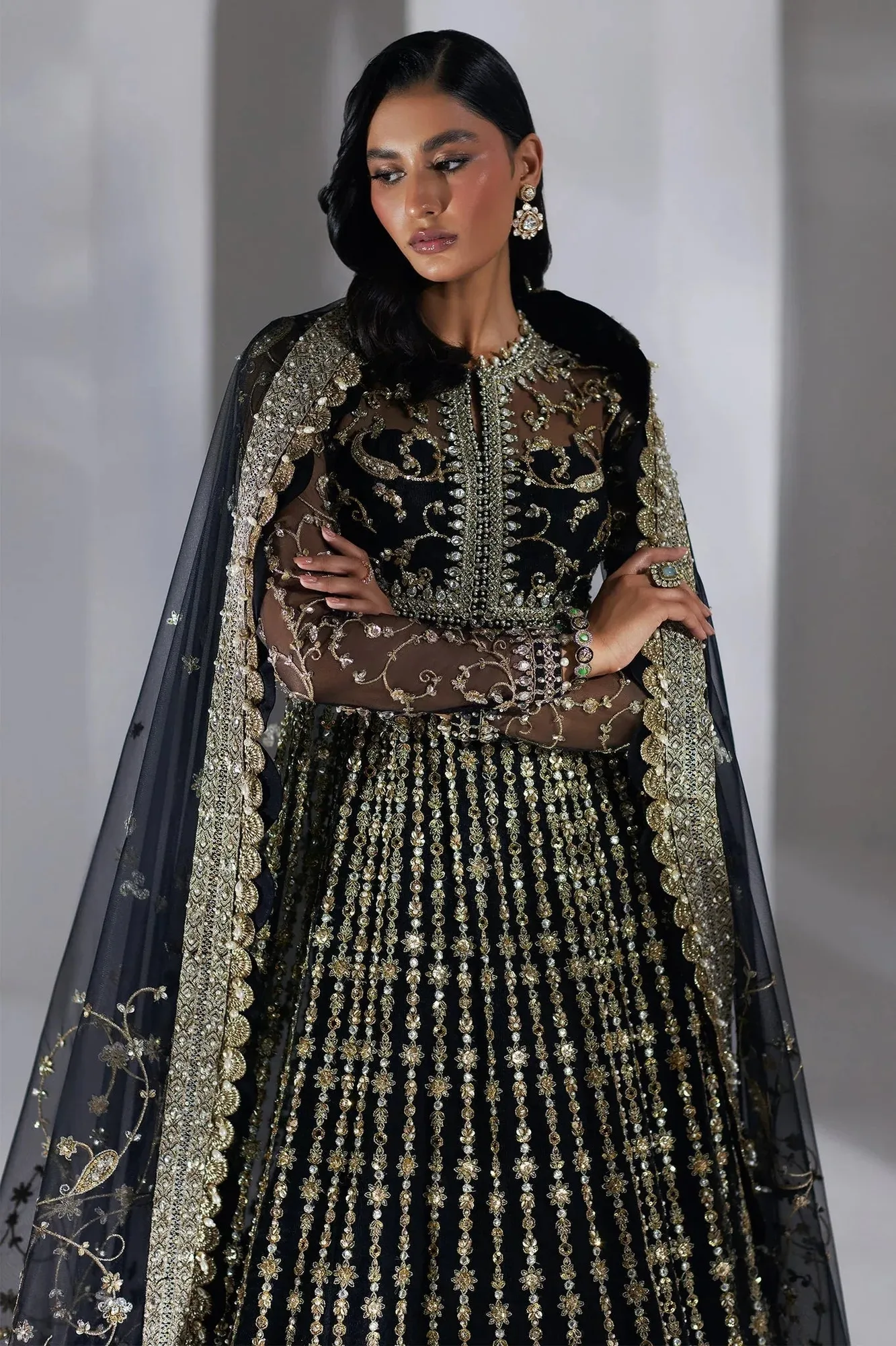 Elan Luxury Wedding Wears Gold Organza – view 6 – Poshaq