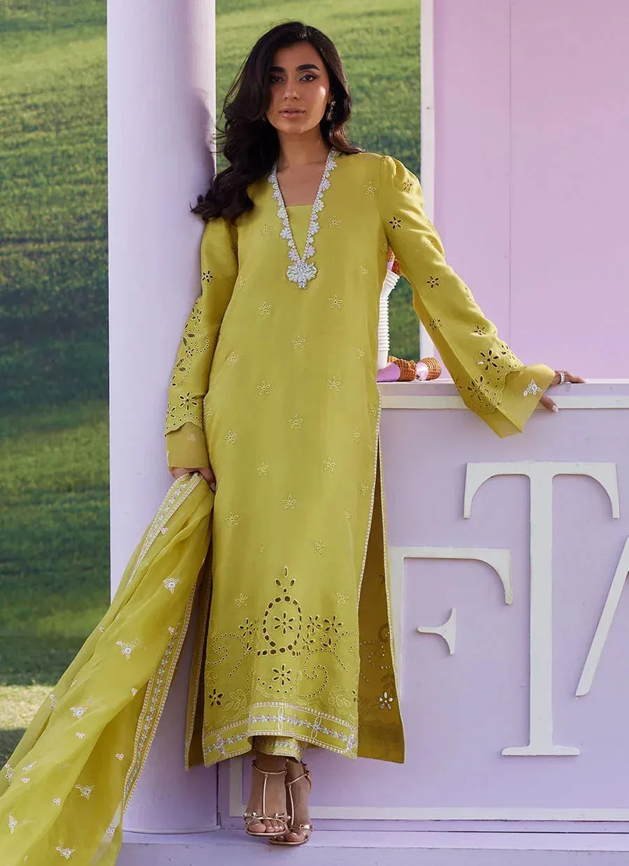 Farah Talib Aziz Luna Eid 26 Yellow Raw Silk – view 1 – Poshaq