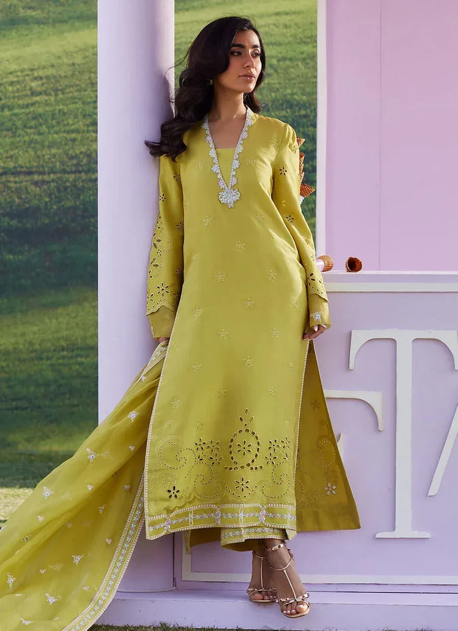 Farah Talib Aziz Luna Eid 26 Yellow Raw Silk – view 4 – Poshaq