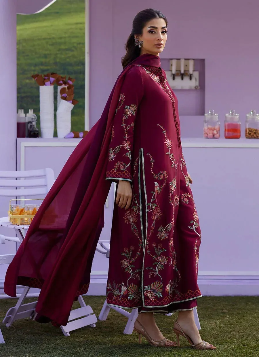 Farah Talib Aziz Luna Eid 26 Maroon Raw Silk – view 4 – Poshaq
