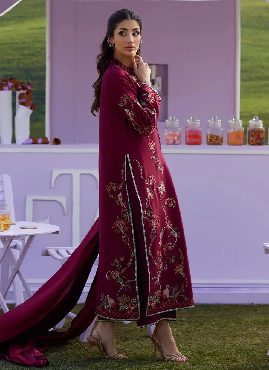 Farah Talib Aziz Luna Eid 26 Maroon Raw Silk – view 5 – Poshaq