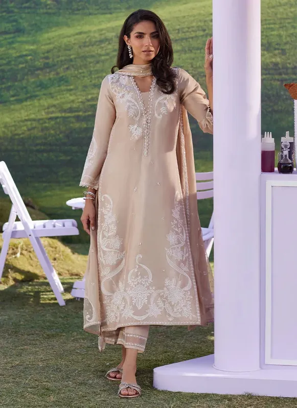 Farah Talib Aziz Luna Eid 26 Ivory Raw Silk – view 1 – Poshaq