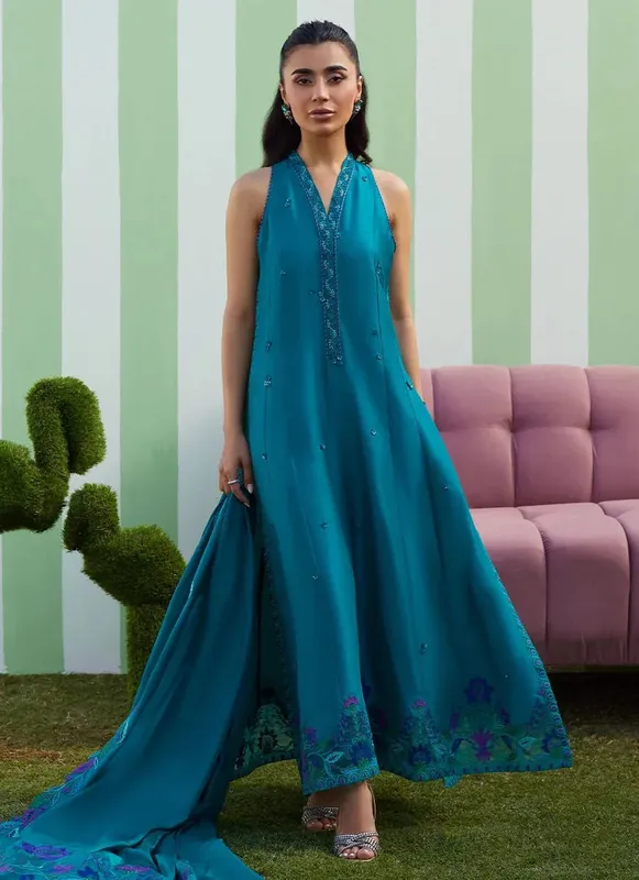 Farah Talib Aziz Luna Eid 26 Magenta Raw Silk – view 1 – Poshaq