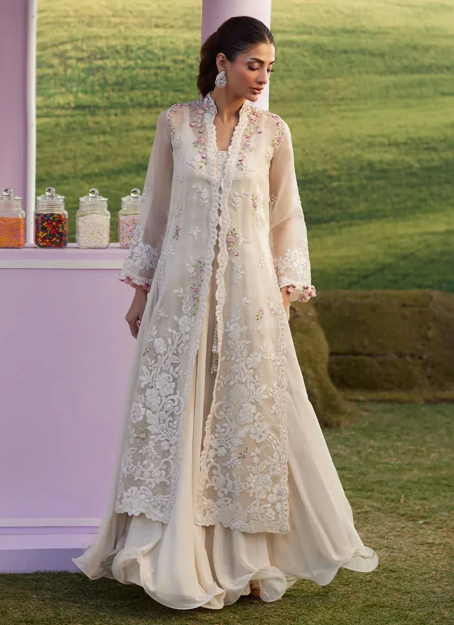 Farah Talib Aziz Luna Eid 26 White Organza – view 1 – Poshaq