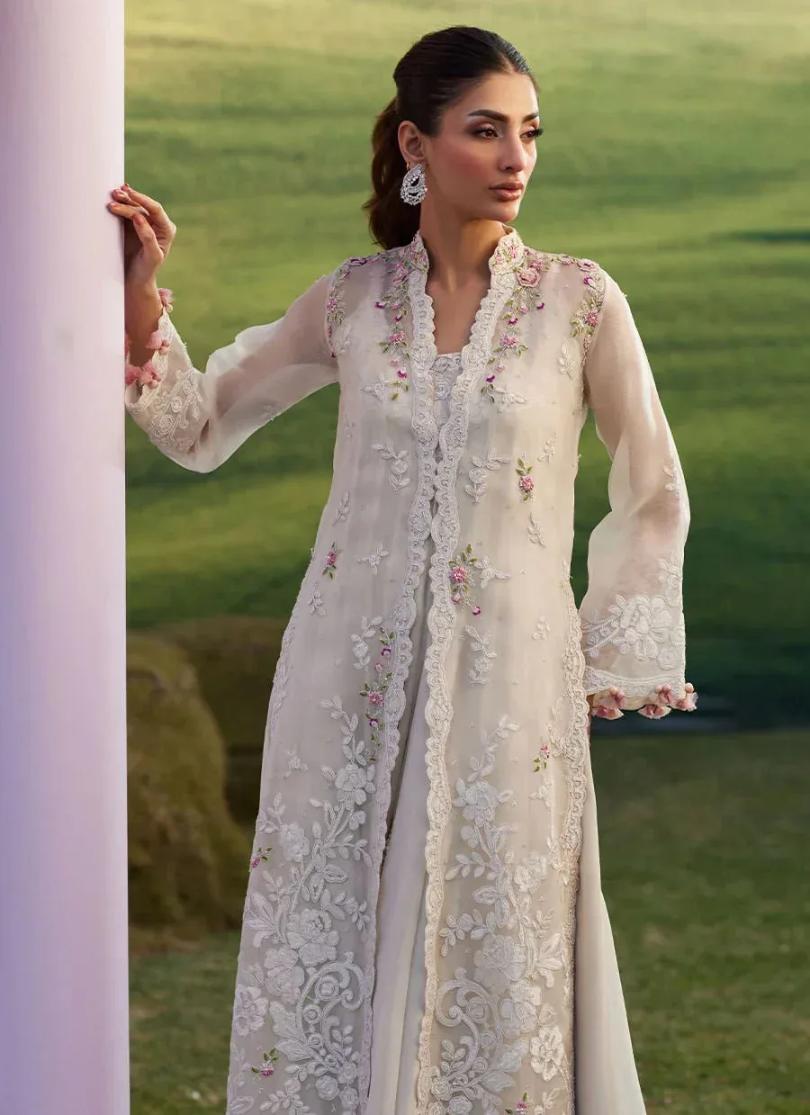 Farah Talib Aziz Luna Eid 26 White Organza – view 3 – Poshaq