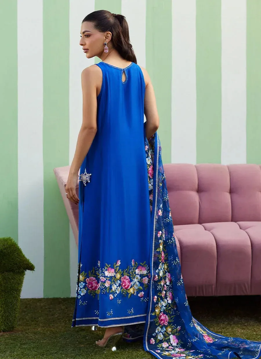 Farah Talib Aziz Luna Eid 26 Blue Raw Silk – view 2 – Poshaq