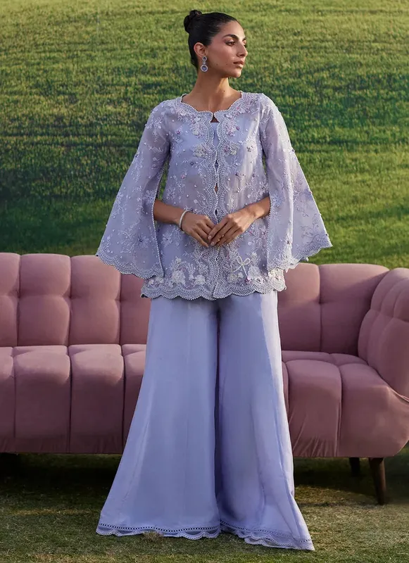 Farah Talib Aziz Luna Eid 26 Lilac Raw Silk – view 1 – Poshaq