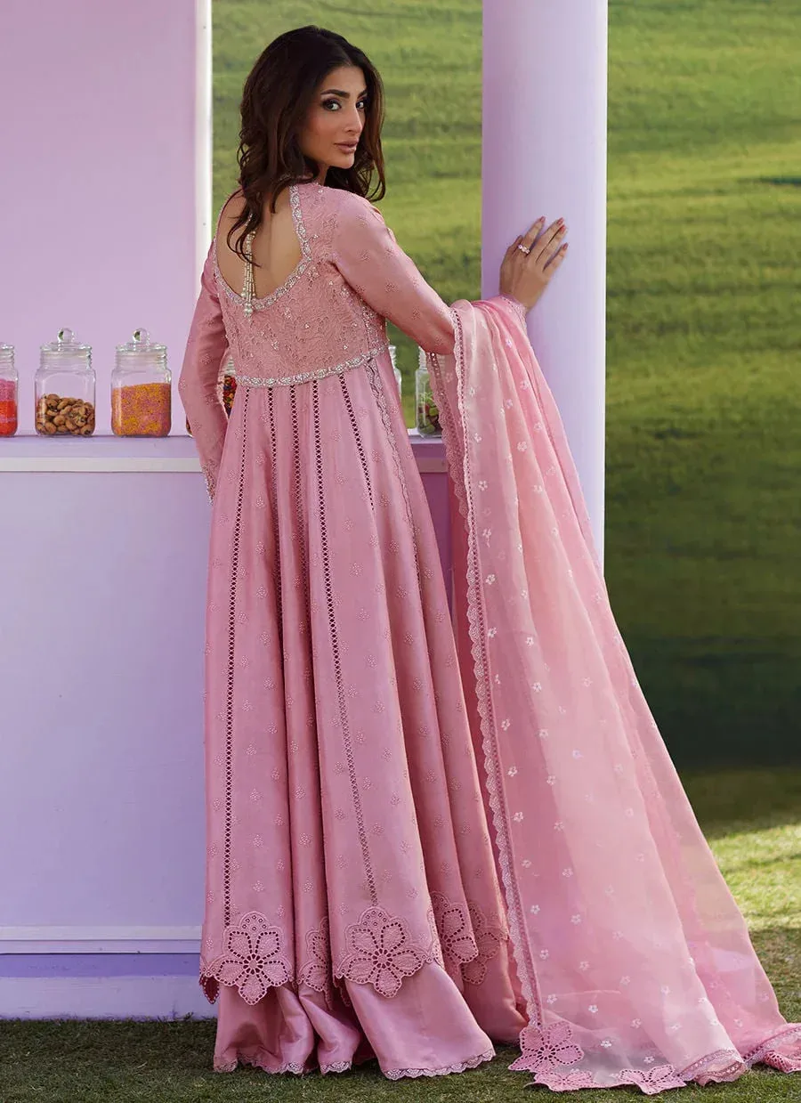 Farah Talib Aziz Luna Eid 26 Pink Raw Silk – view 2 – Poshaq
