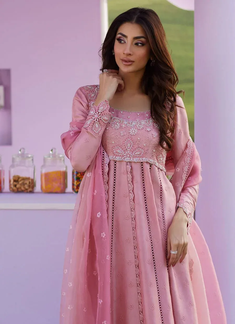 Farah Talib Aziz Luna Eid 26 Pink Raw Silk – view 3 – Poshaq