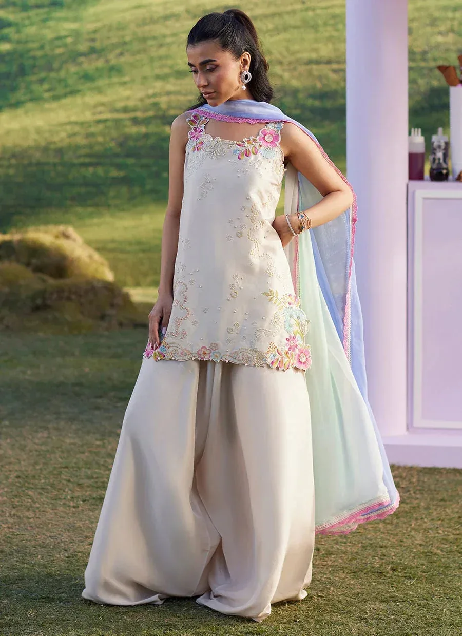 Farah Talib Aziz Luna Eid 26 Ivory Raw Silk – view 1 – Poshaq