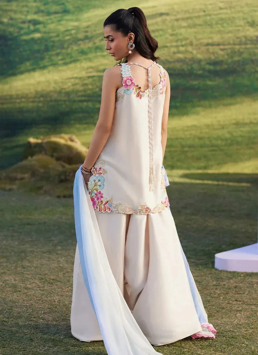 Farah Talib Aziz Luna Eid 26 Ivory Raw Silk – view 2 – Poshaq