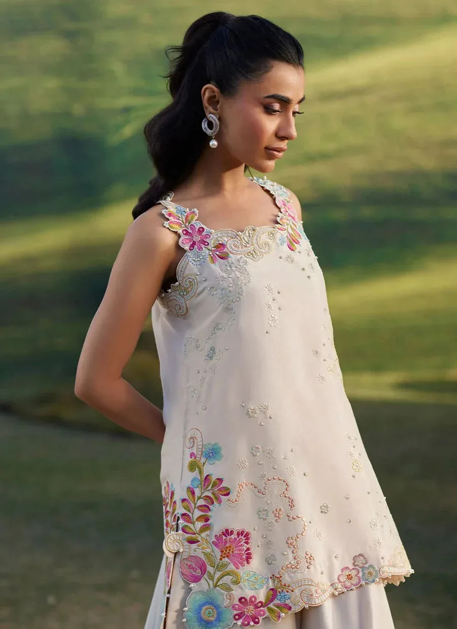 Farah Talib Aziz Luna Eid 26 Ivory Raw Silk – view 3 – Poshaq