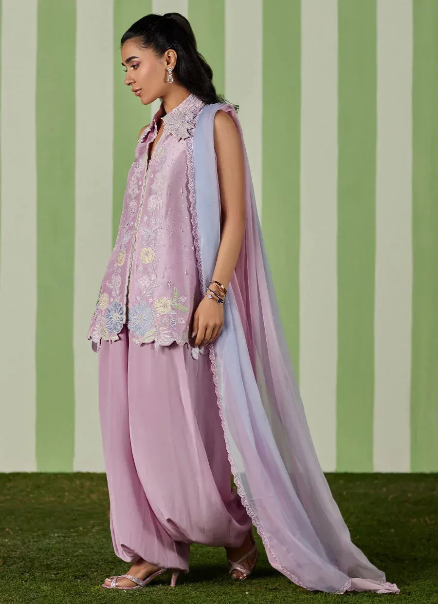 Farah Talib Aziz Luna Eid 26 Pink Chiffon – view 2 – Poshaq