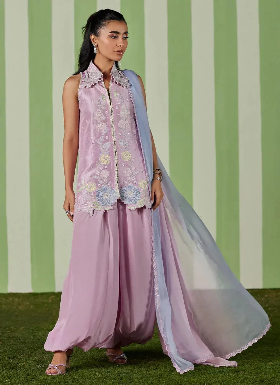 Farah Talib Aziz Luna Eid 26 Pink Chiffon – view 4 – Poshaq