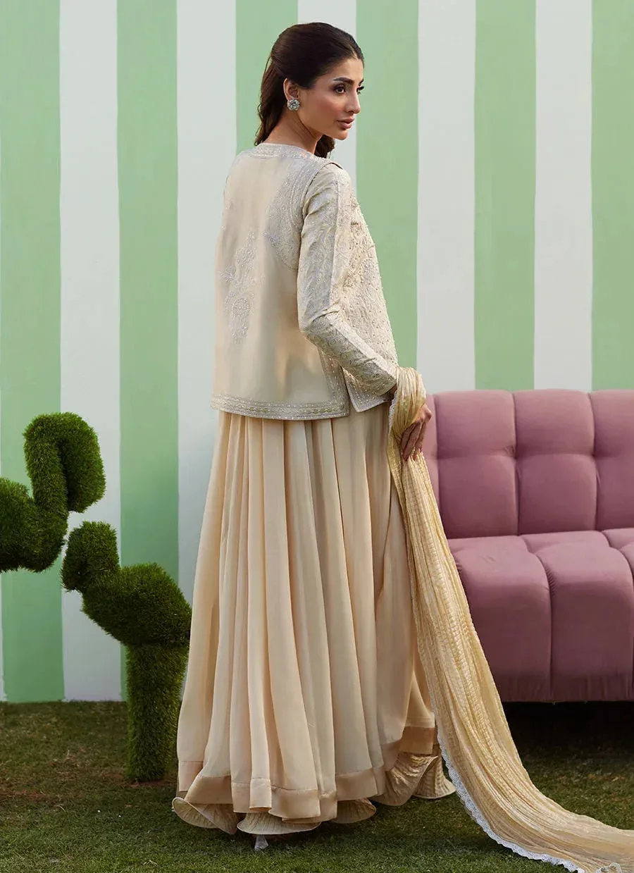 Farah Talib Aziz Luna Eid 26 Beige Chiffon – view 2 – Poshaq