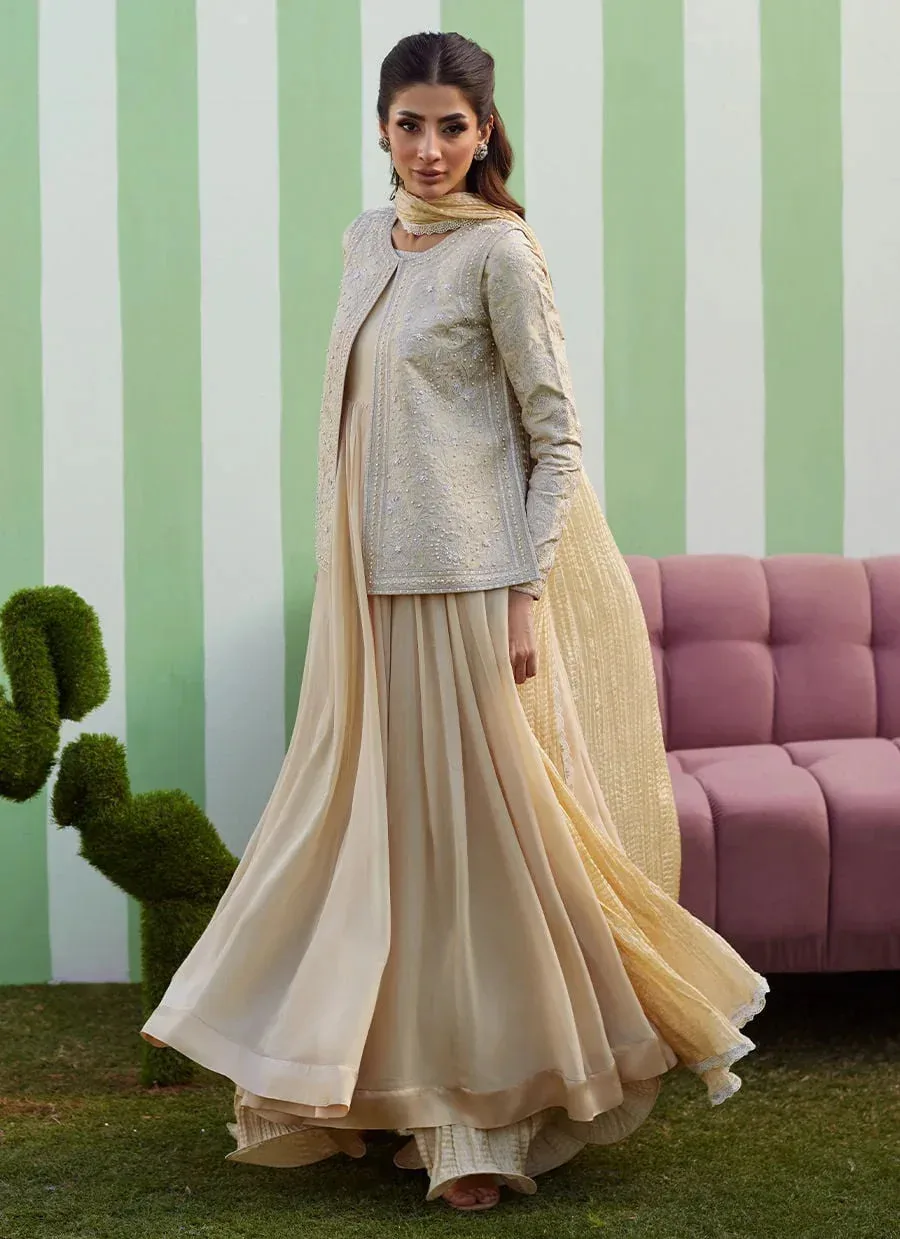 Farah Talib Aziz Luna Eid 26 Beige Chiffon – view 4 – Poshaq