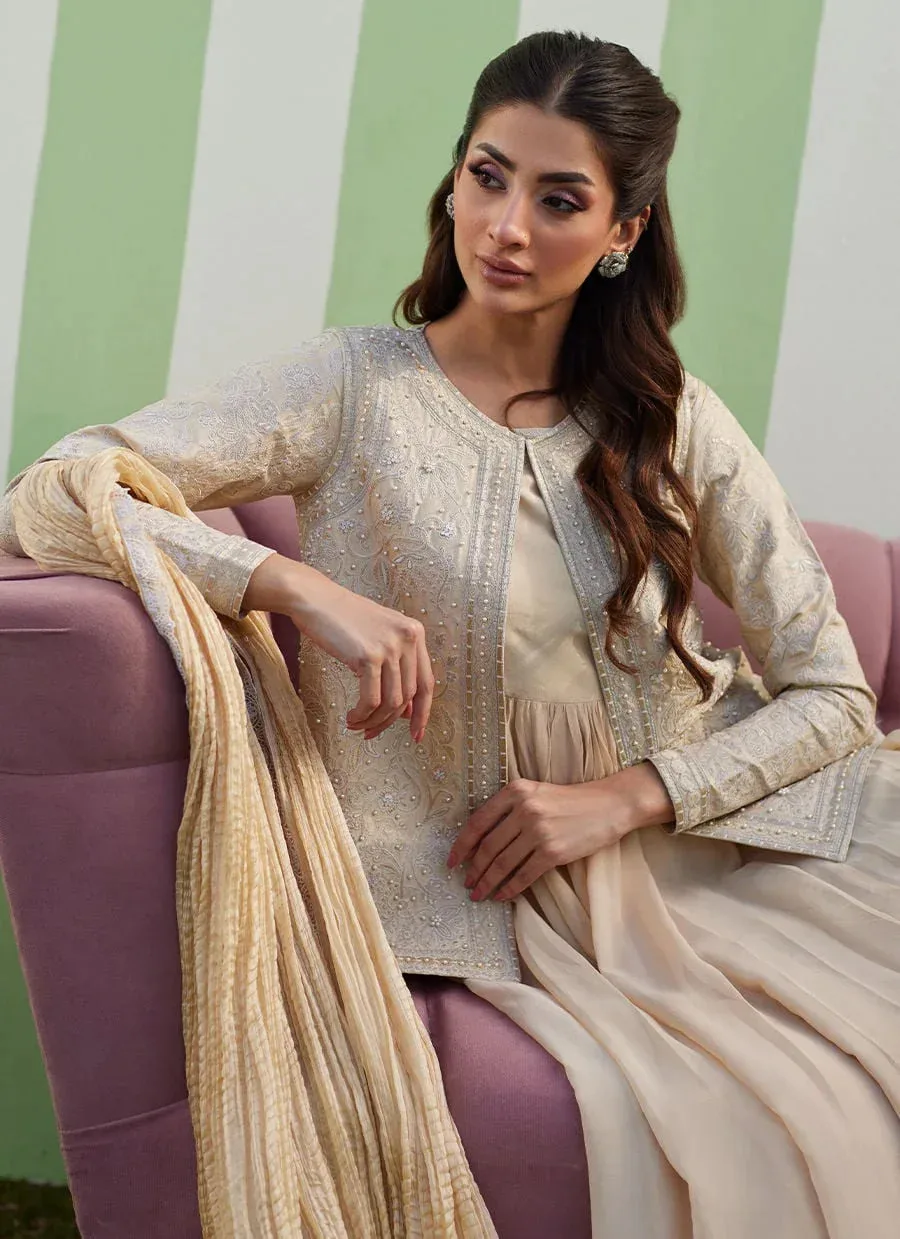 Farah Talib Aziz Luna Eid 26 Beige Chiffon – view 5 – Poshaq