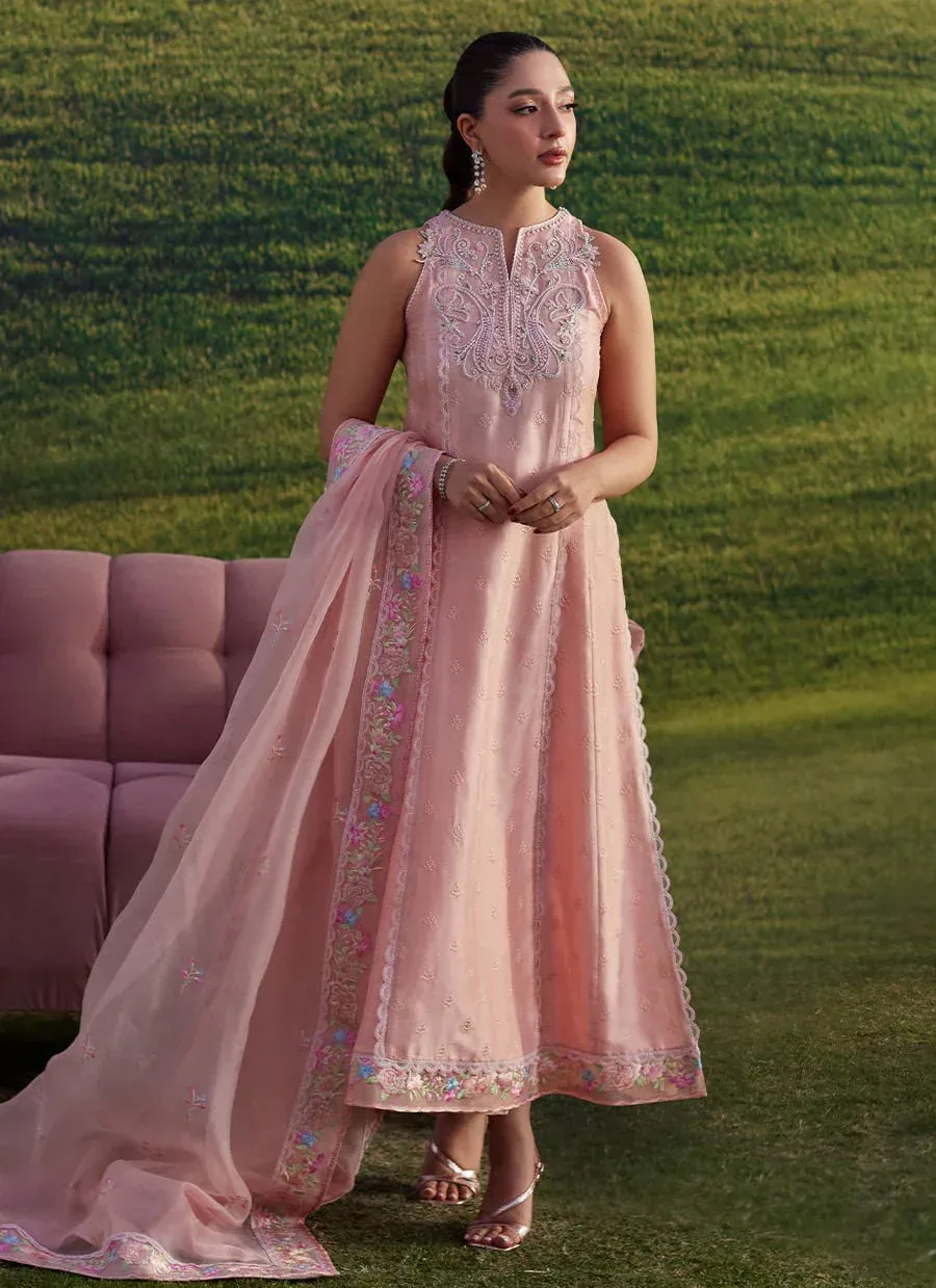 Farah Talib Aziz Luna Eid 26 Pink Raw Silk – view 1 – Poshaq