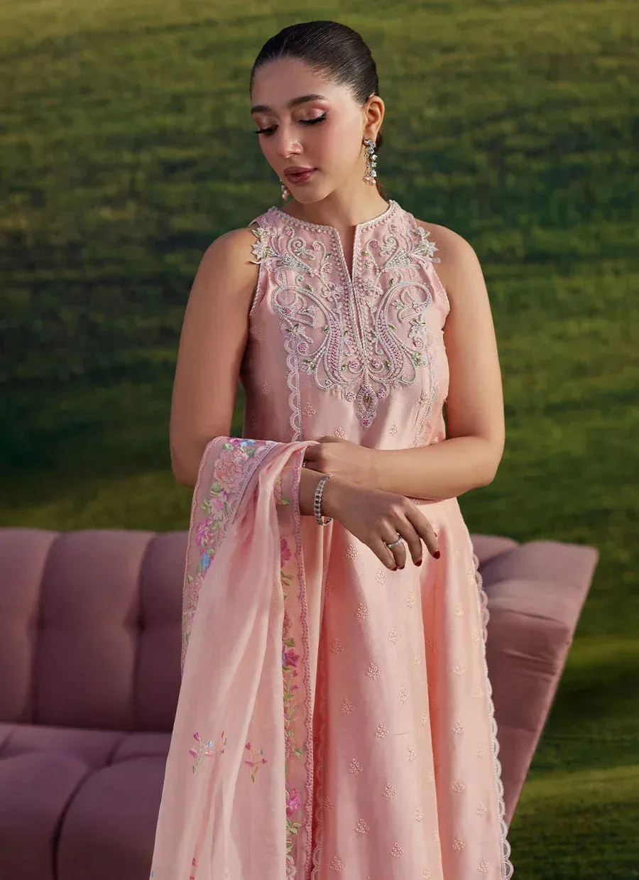 Farah Talib Aziz Luna Eid 26 Pink Raw Silk – view 3 – Poshaq