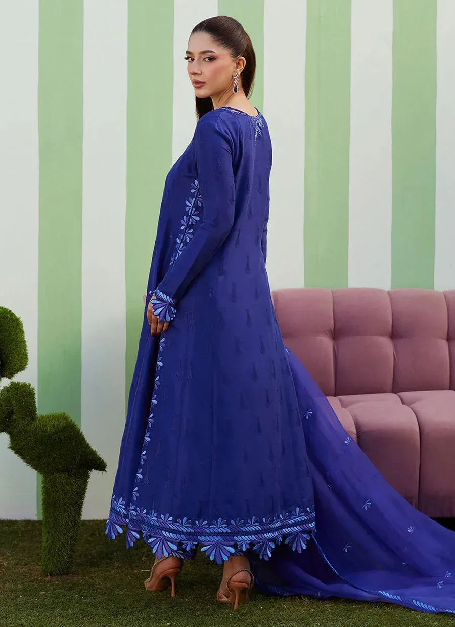 Farah Talib Aziz Luna Eid 26 Blue Raw Silk – view 2 – Poshaq