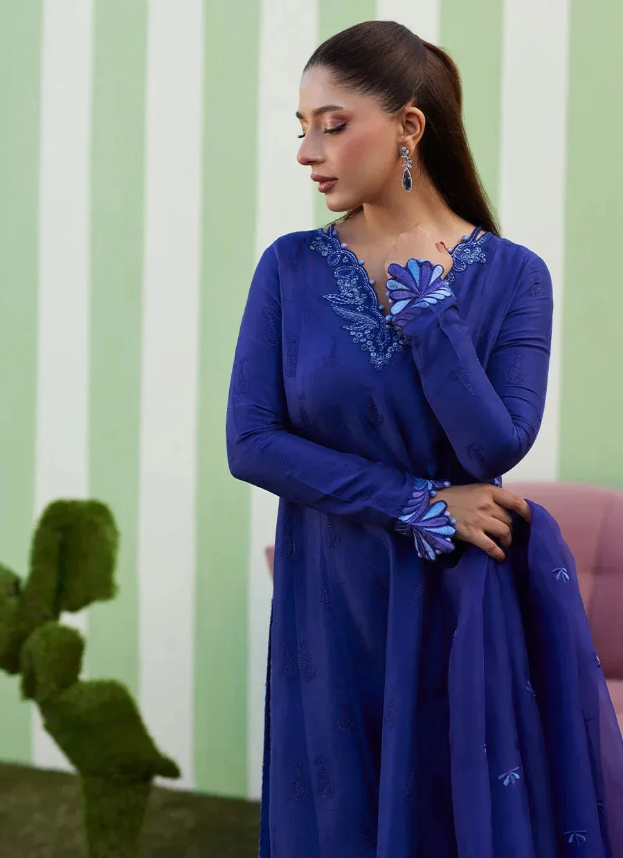 Farah Talib Aziz Luna Eid 26 Blue Raw Silk – view 4 – Poshaq