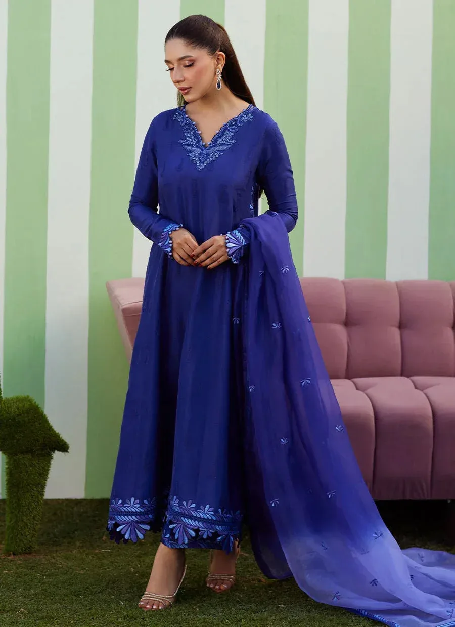 Farah Talib Aziz Luna Eid 26 Blue Raw Silk – view 5 – Poshaq