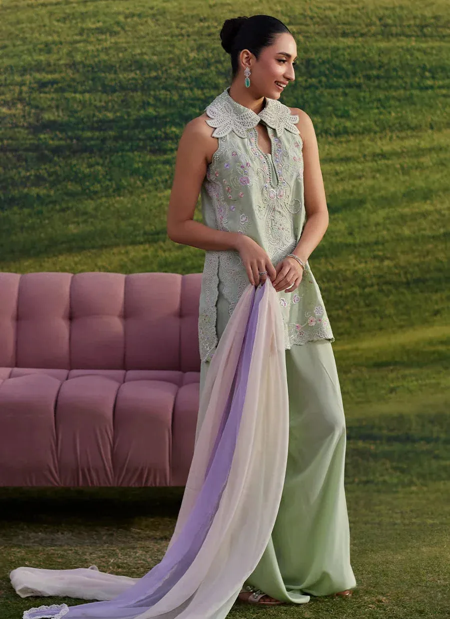 Farah Talib Aziz Luna Eid 26 Green Raw Silk – view 5 – Poshaq