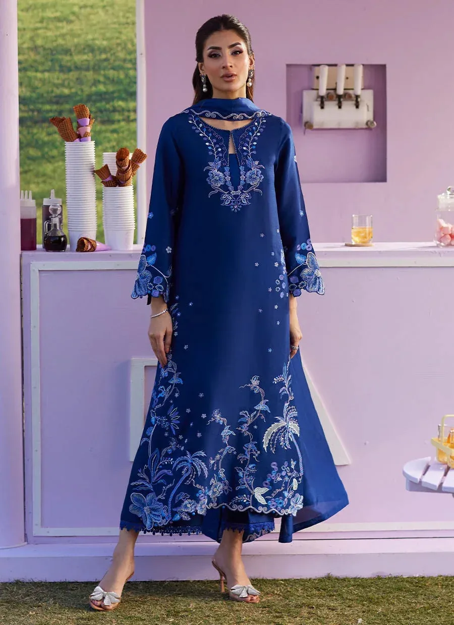 Farah Talib Aziz Luna Eid 26 Blue Raw Silk – view 1 – Poshaq