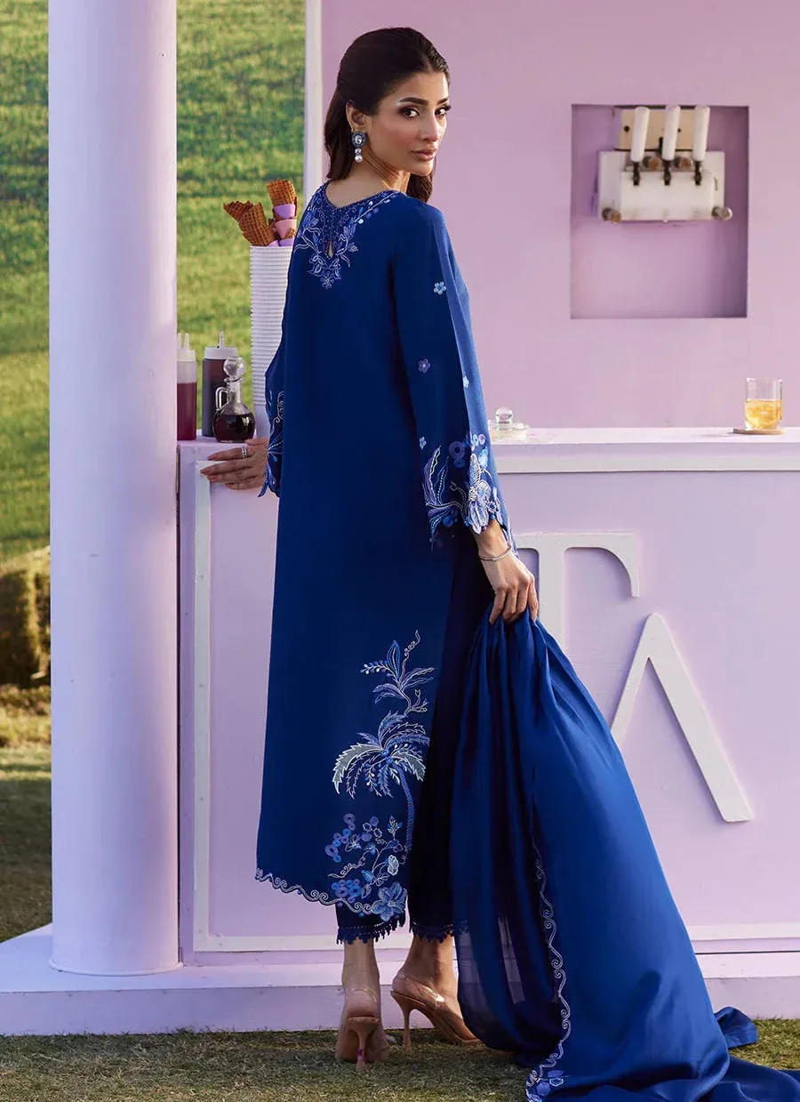 Farah Talib Aziz Luna Eid 26 Blue Raw Silk – view 2 – Poshaq