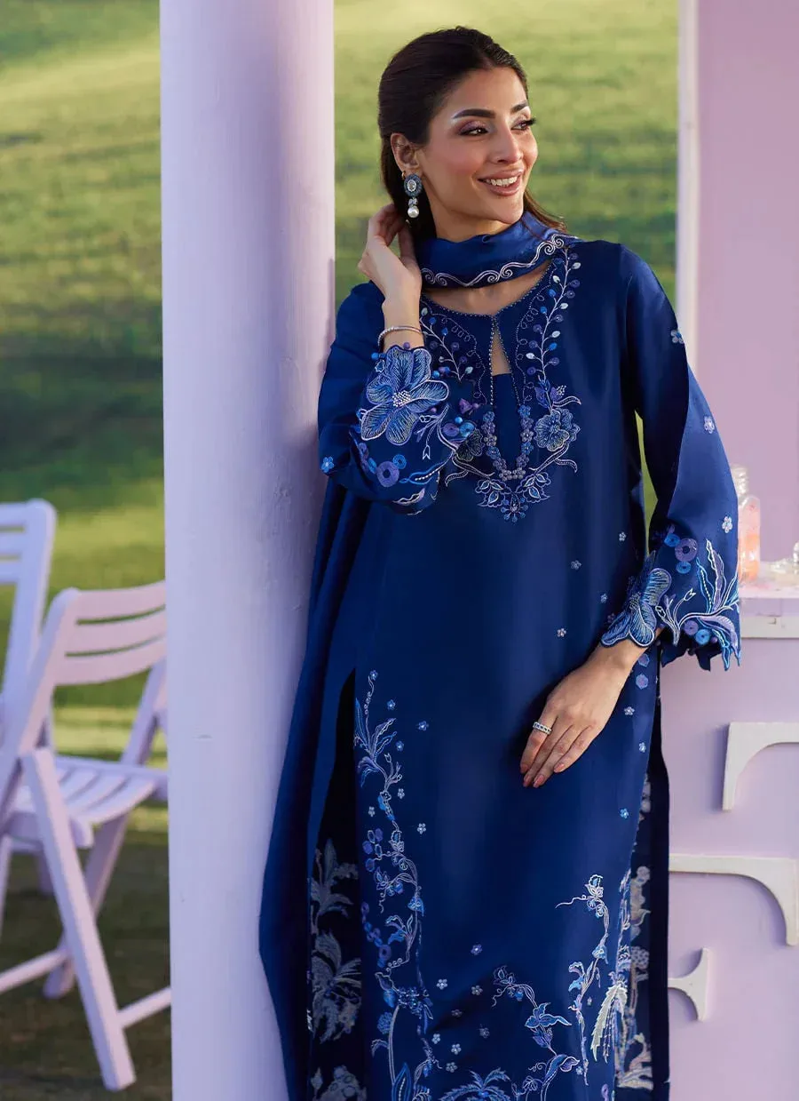 Farah Talib Aziz Luna Eid 26 Blue Raw Silk – view 3 – Poshaq