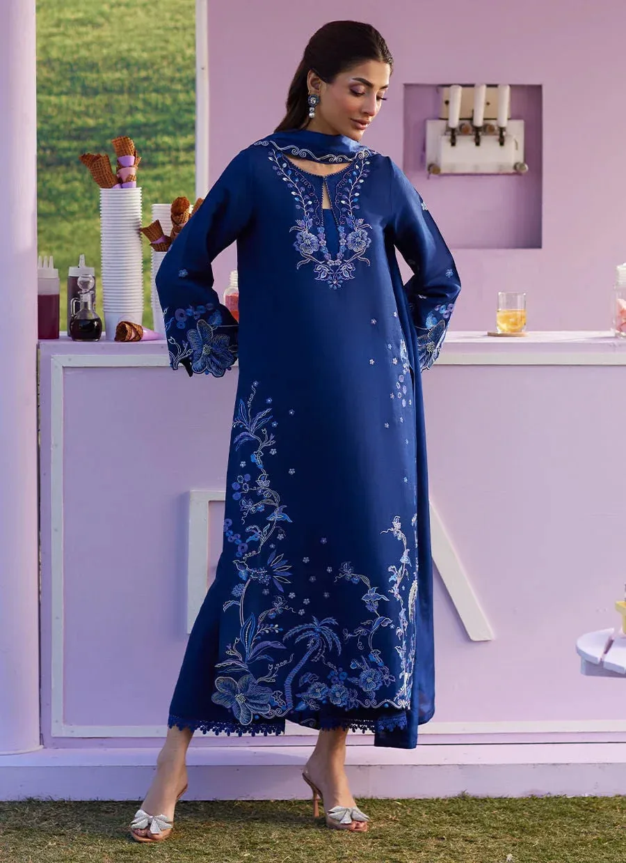Farah Talib Aziz Luna Eid 26 Blue Raw Silk – view 4 – Poshaq