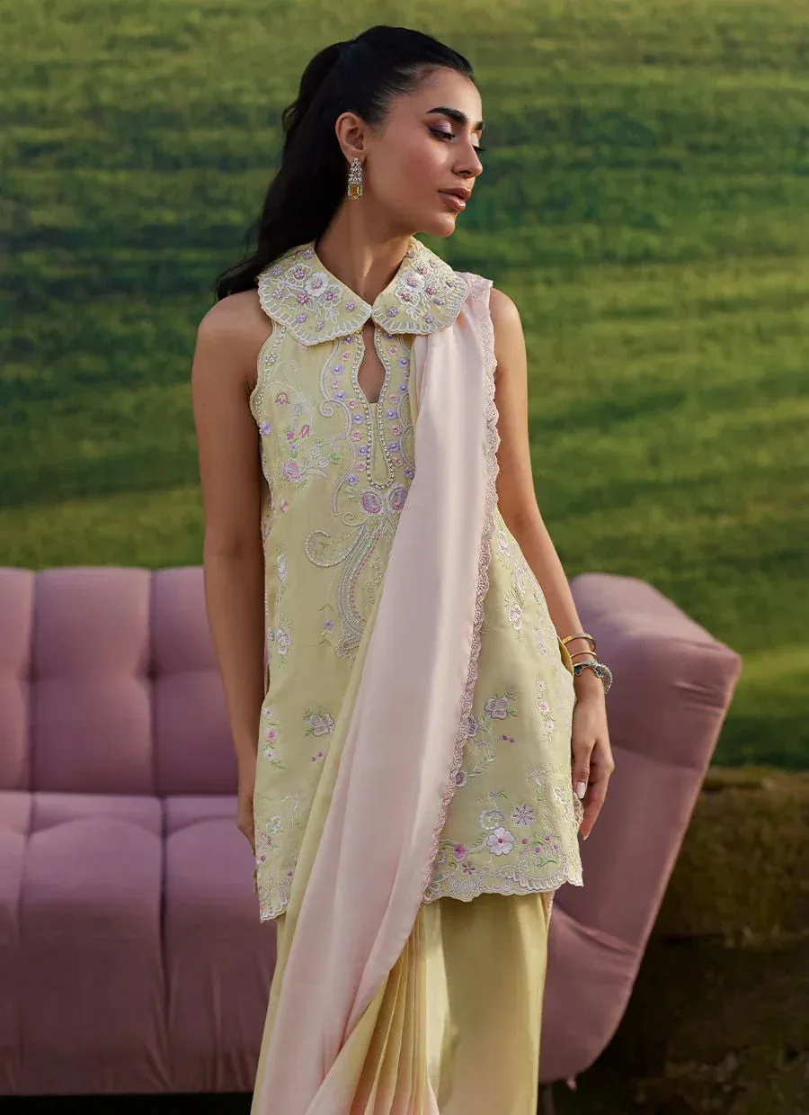 Farah Talib Aziz Luna Eid 26 Yellow Raw Silk – view 3 – Poshaq
