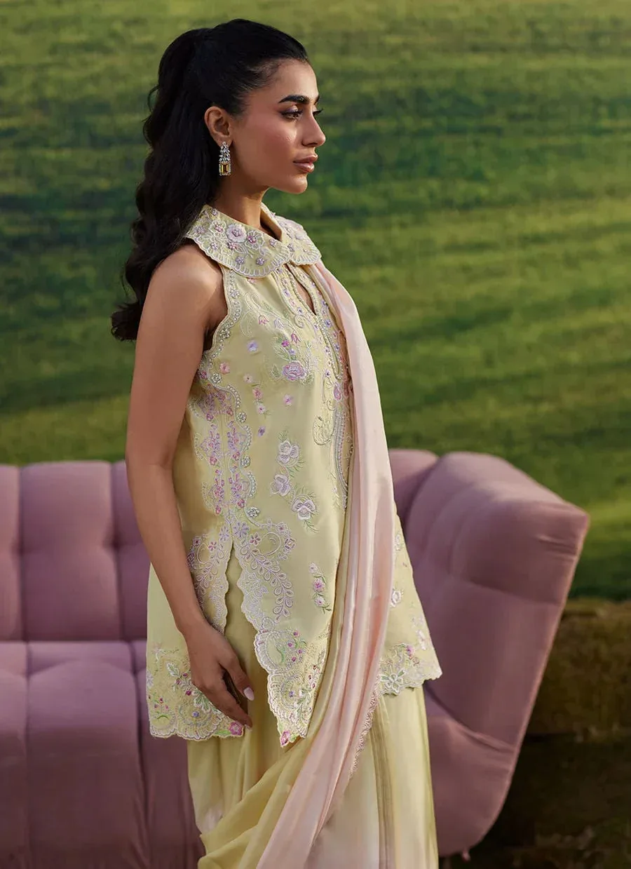 Farah Talib Aziz Luna Eid 26 Yellow Raw Silk – view 4 – Poshaq